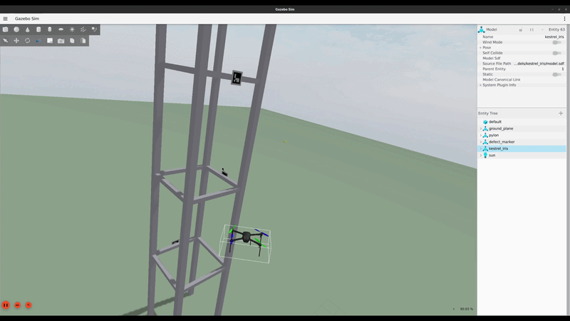 A recorded Kestrel mission flight in Gazebo